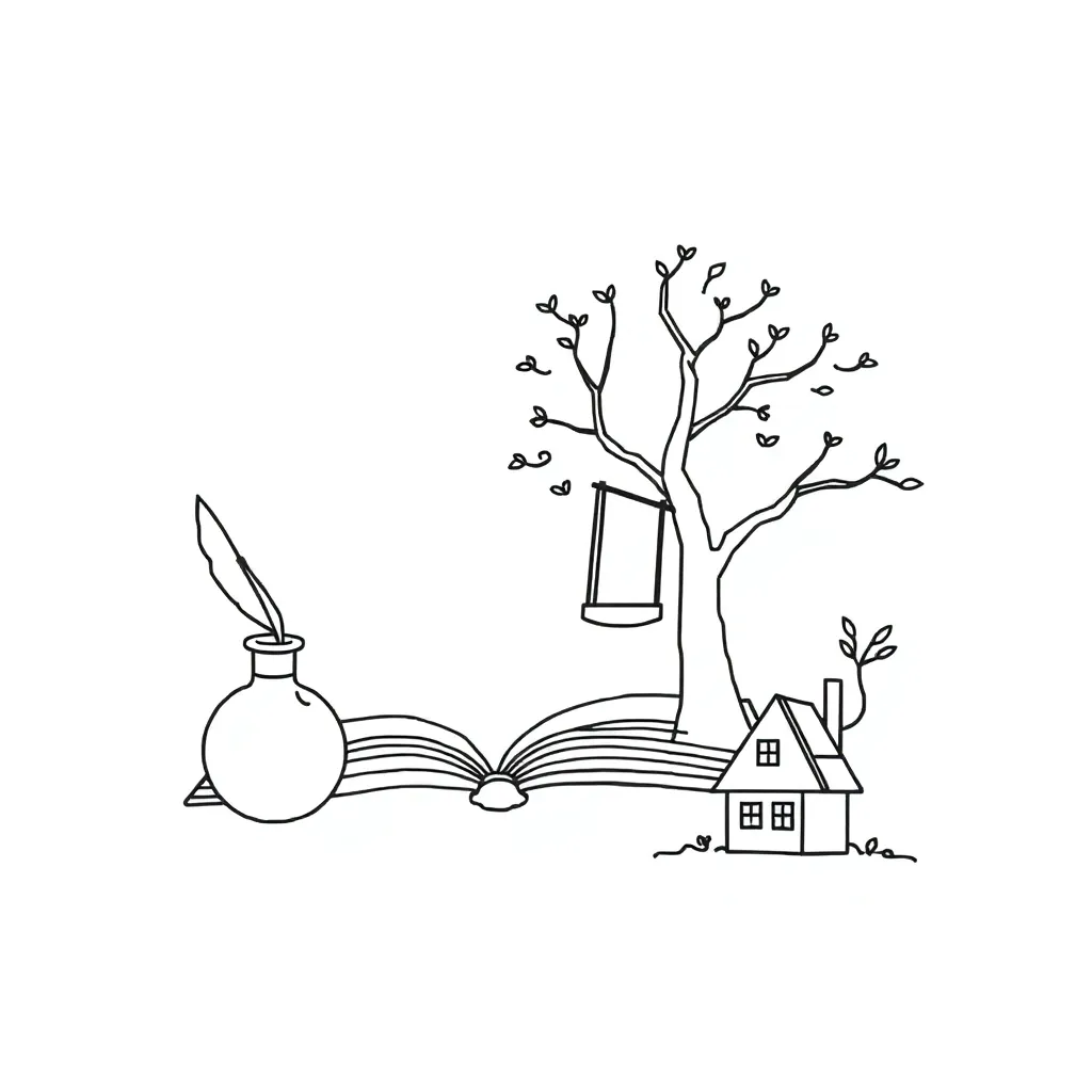Story elements illustration with characters, setting, and plot