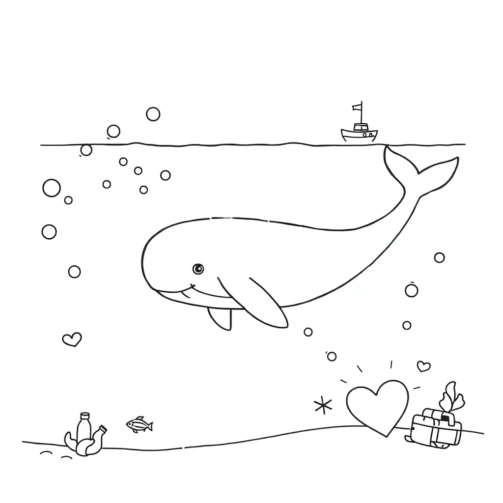 Whale and people illustration