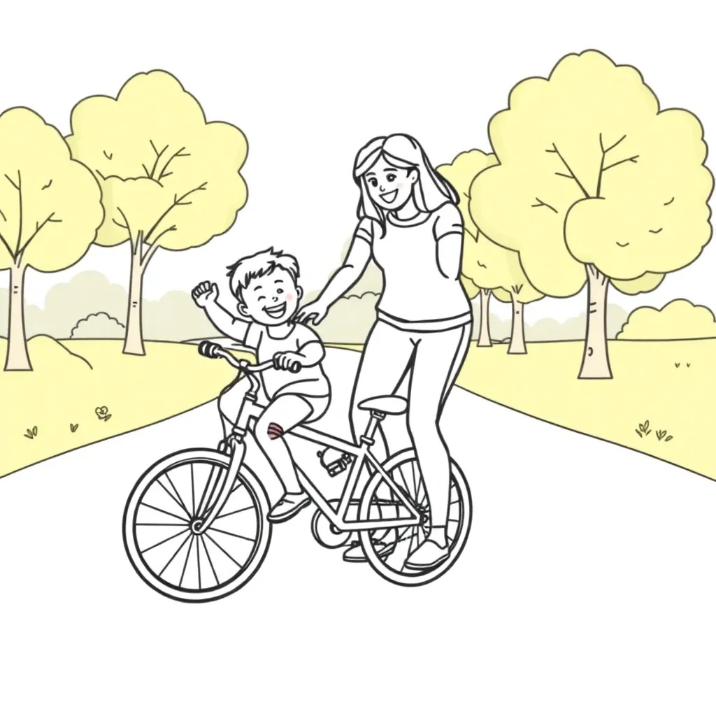Child learning to ride a bicycle