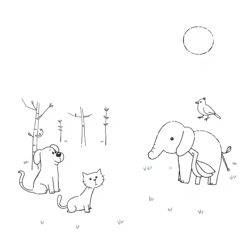Various animals in their habitats