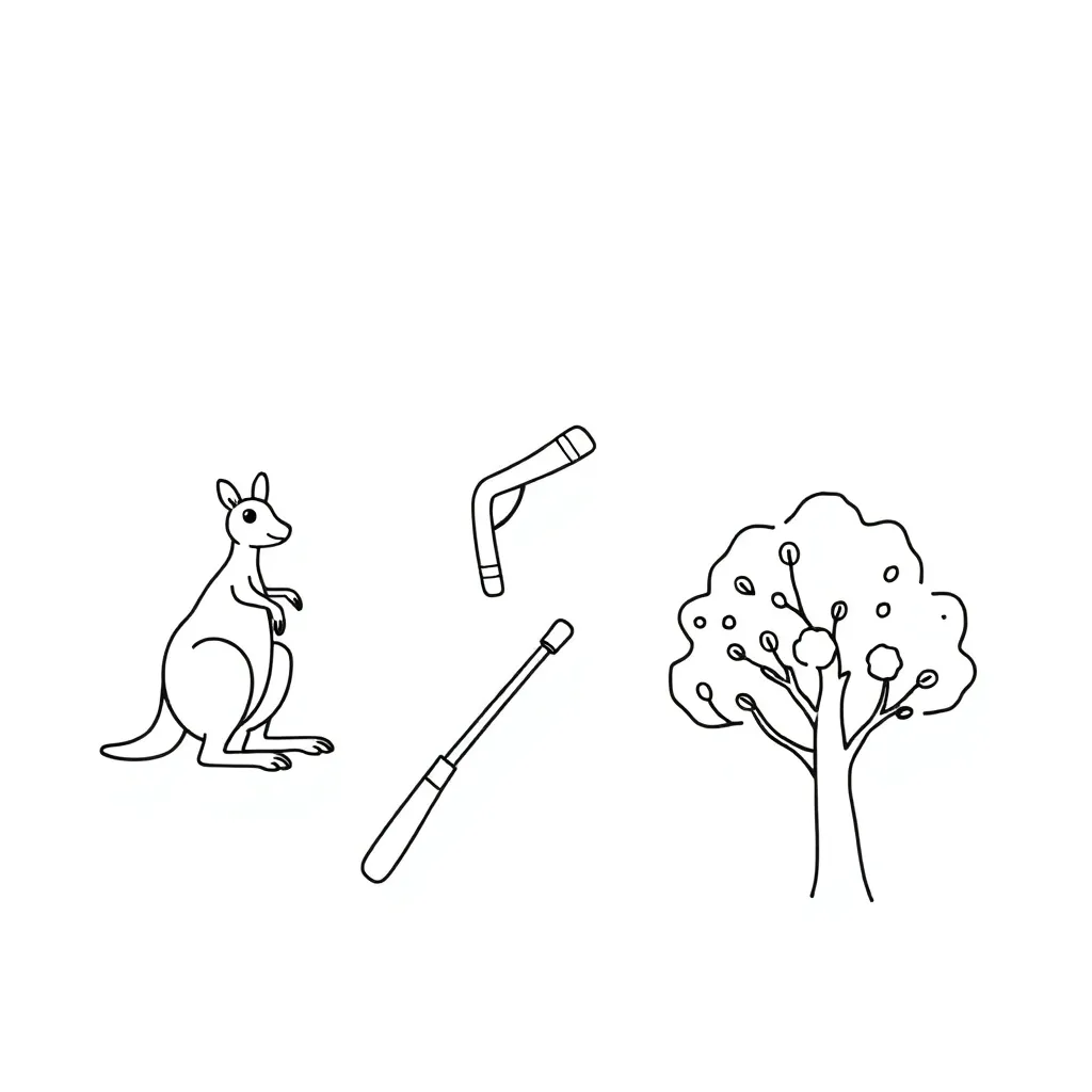 Aboriginal cultural symbols and map of Australia