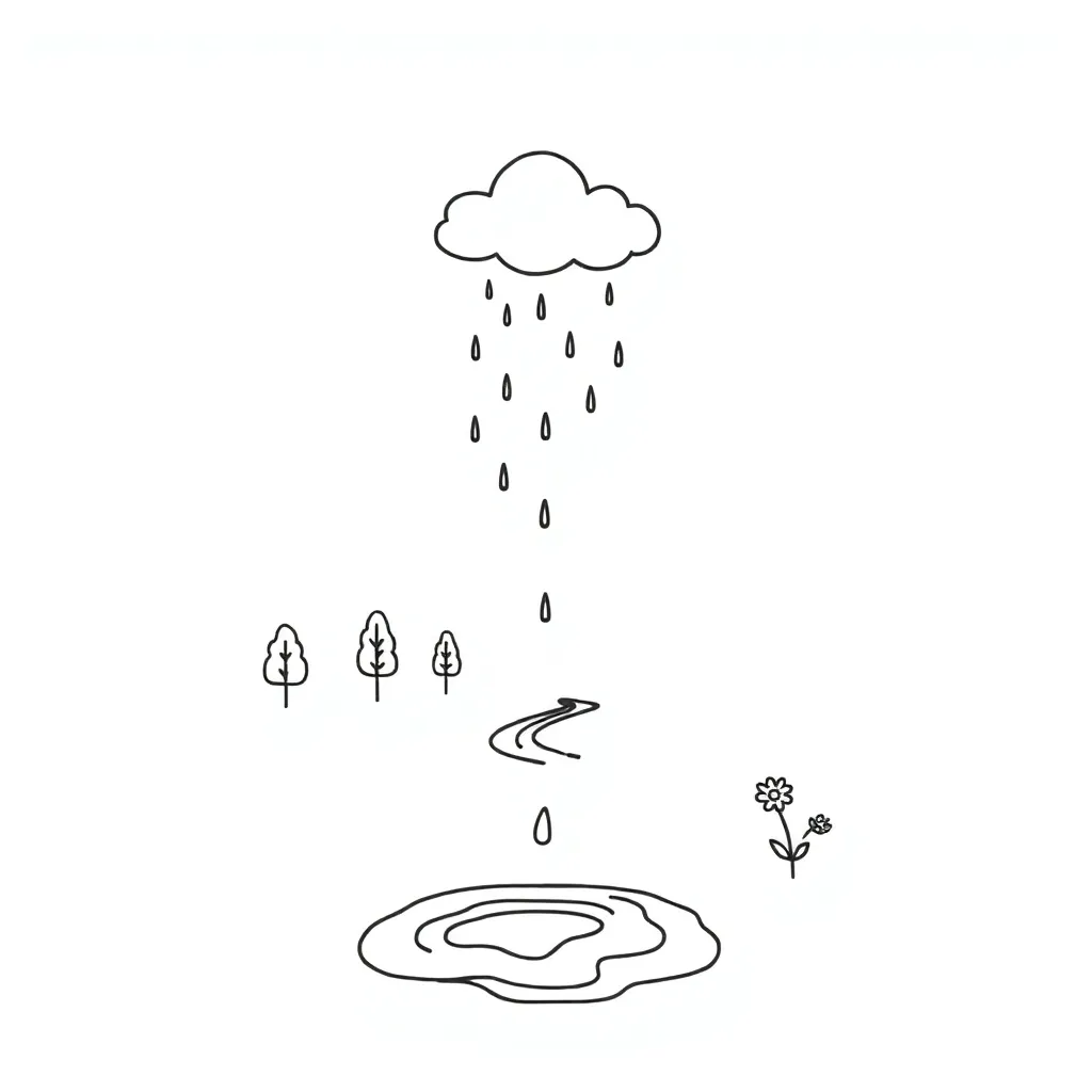Raindrop and water cycle illustration