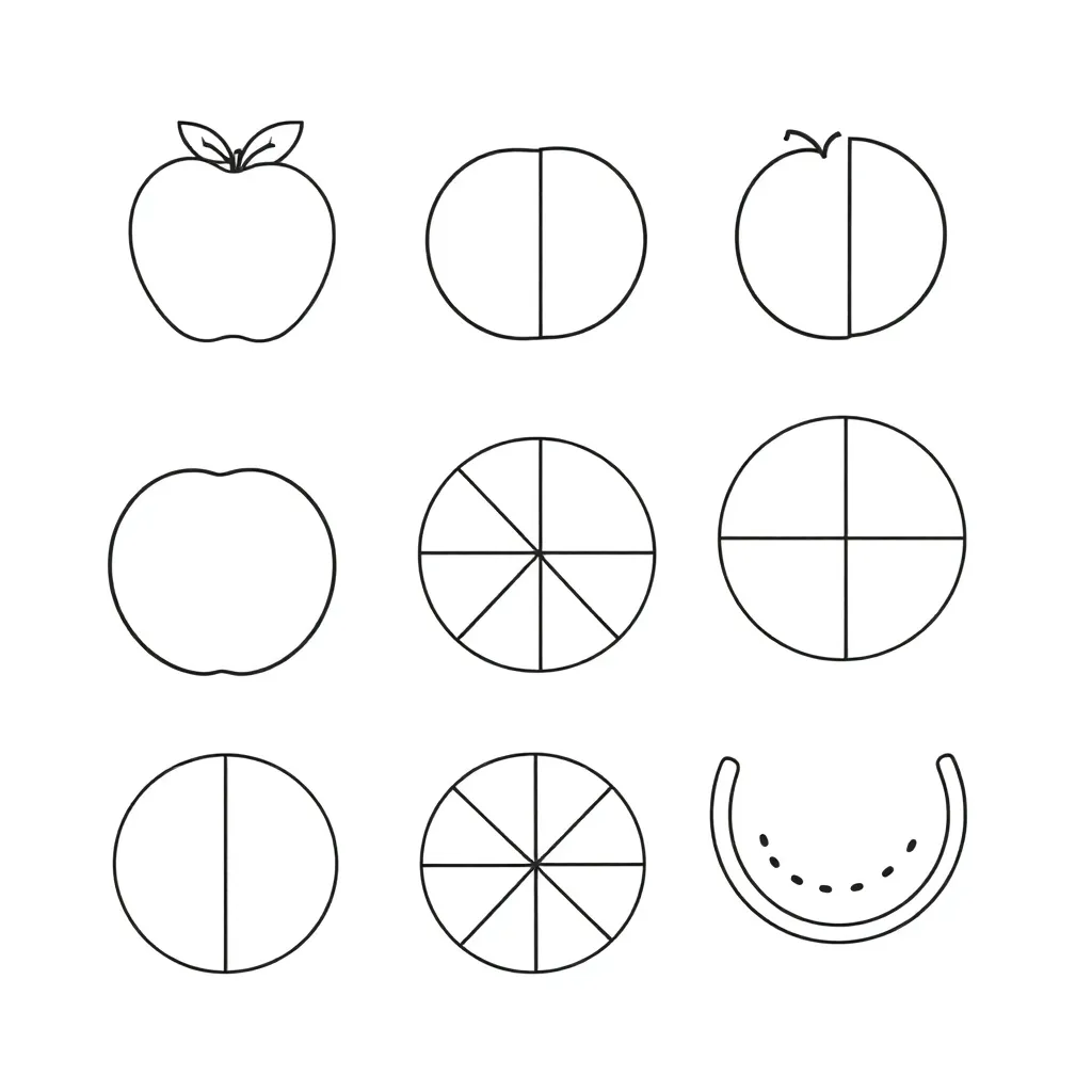 Fraction circles showing different denominators