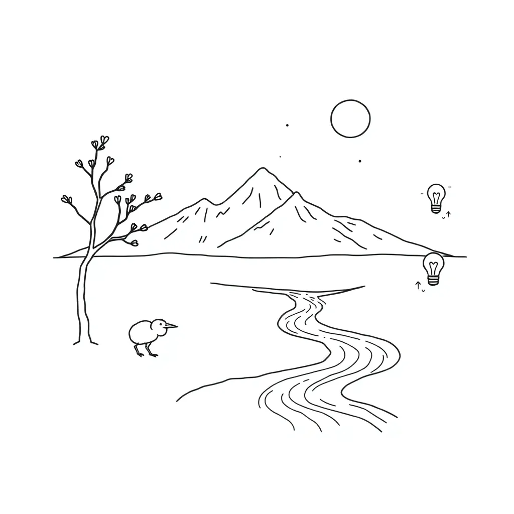 Story map illustration with book and characters