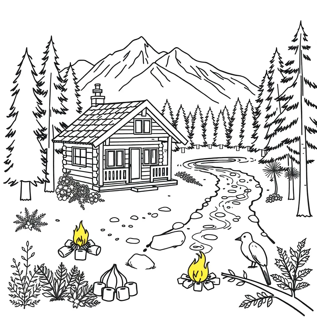 Little house in the woods illustration
