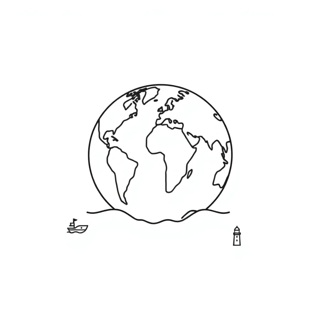 World map with continents and oceans