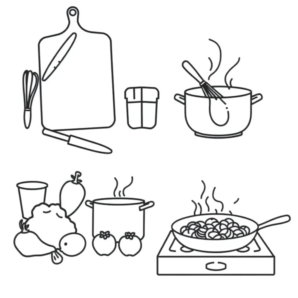 Chef cooking illustration