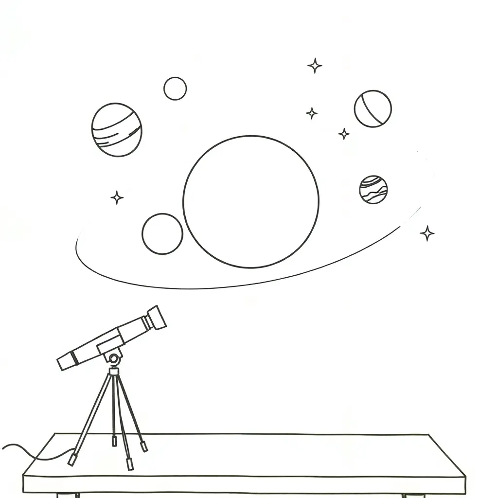 Solar system with planets orbiting the sun