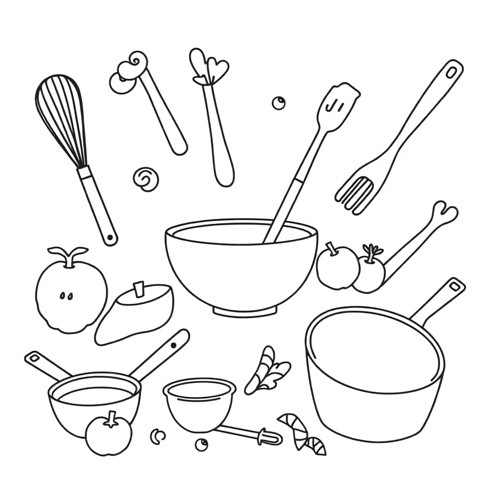 Kitchen cooking illustration