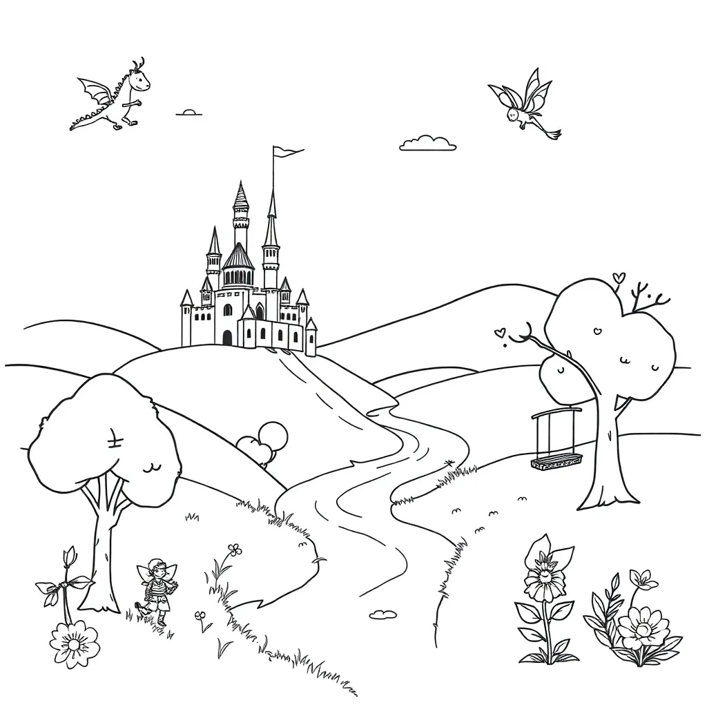 Creative writing illustration with quill pen and imagination bubbles