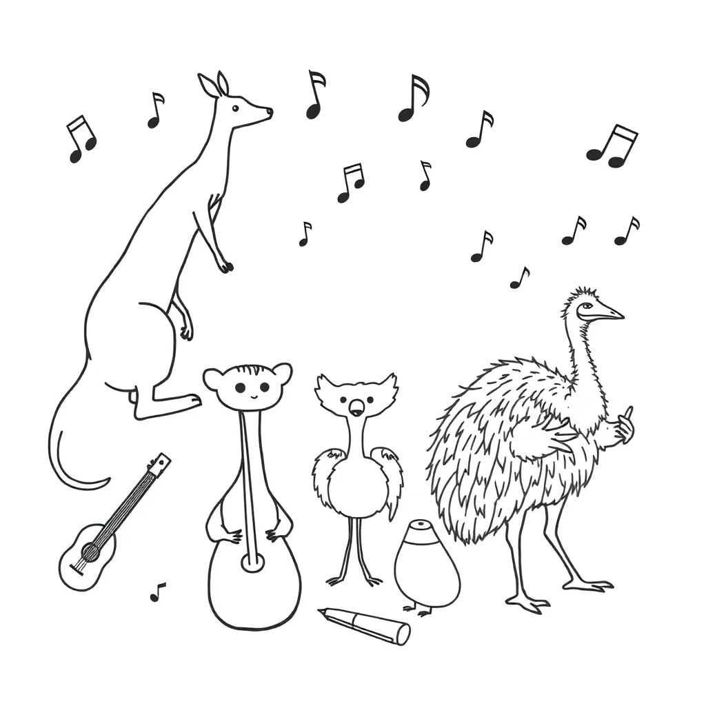 Musical notes and microphone illustration