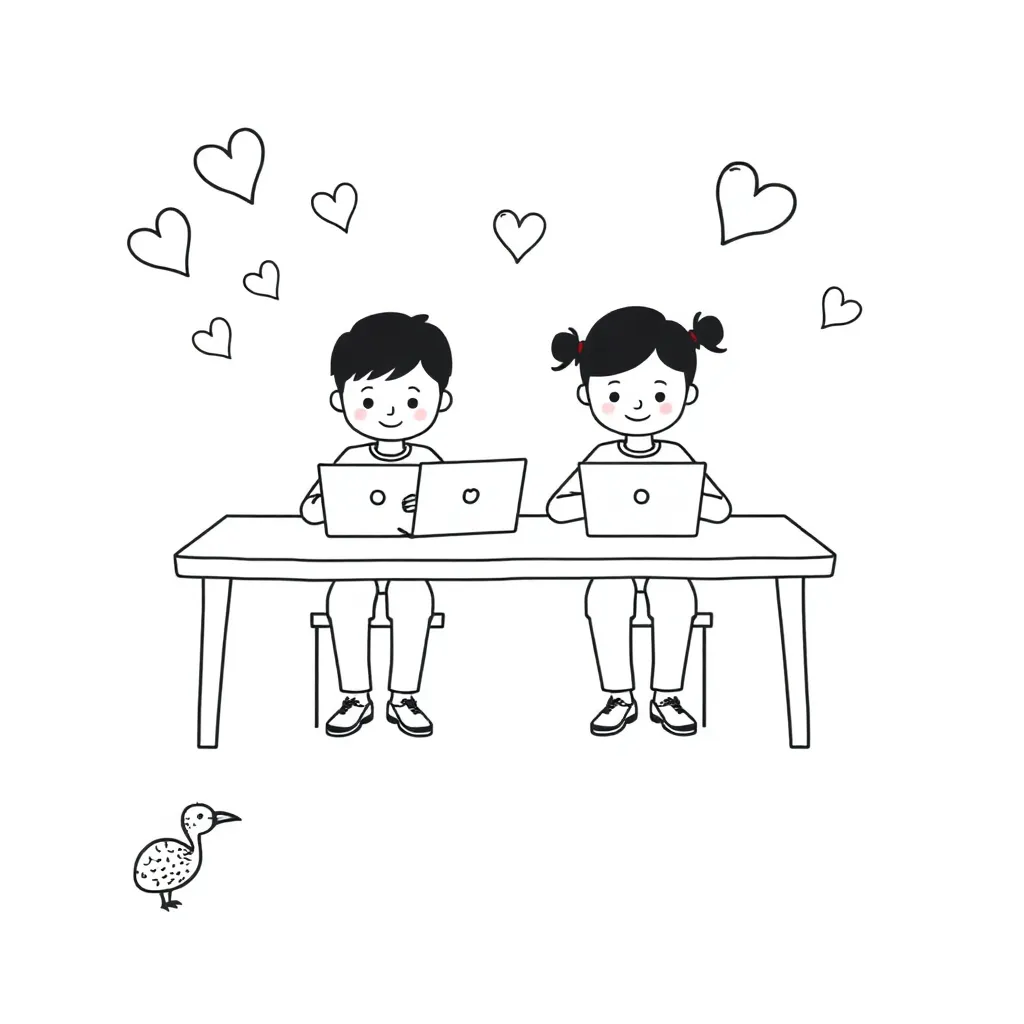 Students using devices safely online