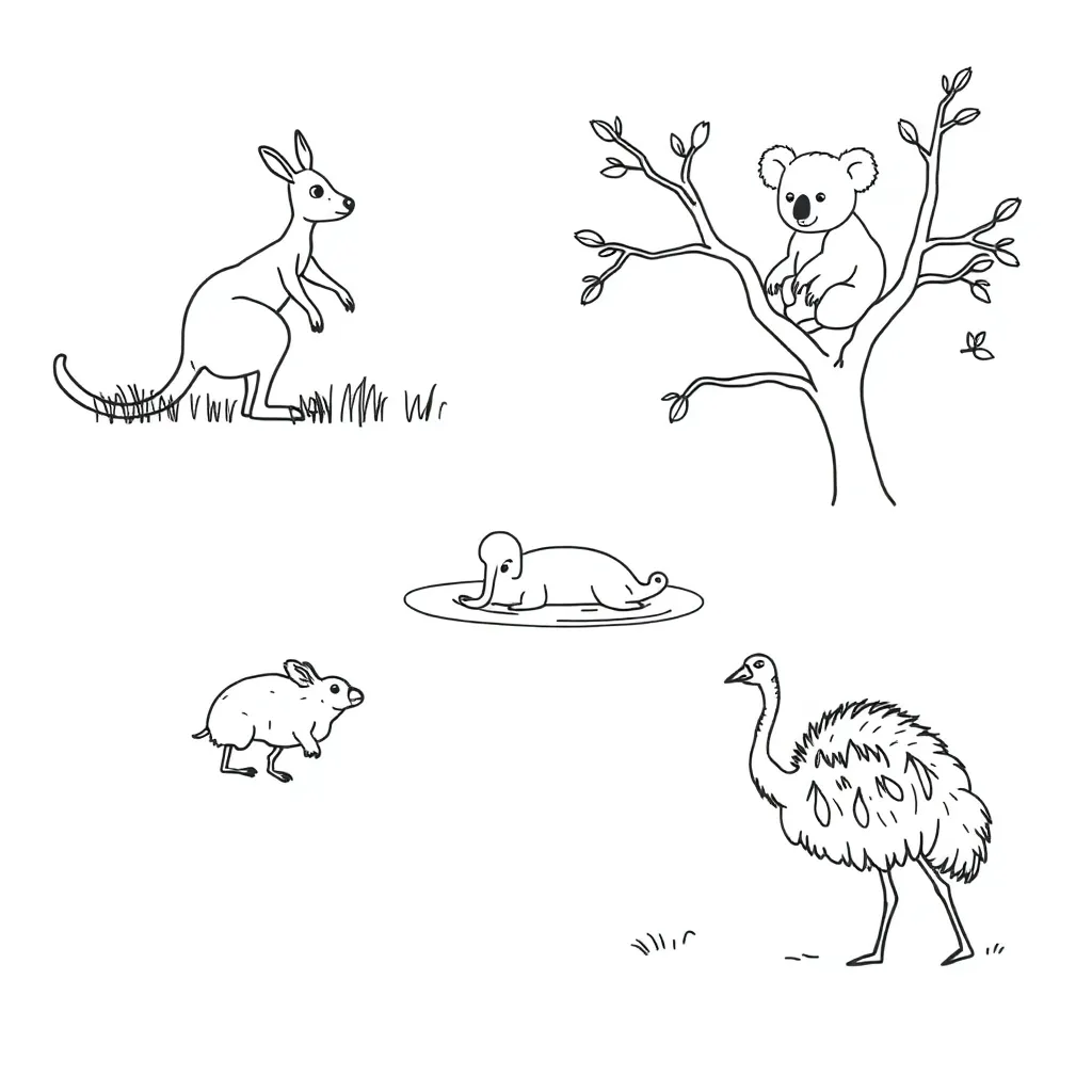 Various animals showing different adaptations