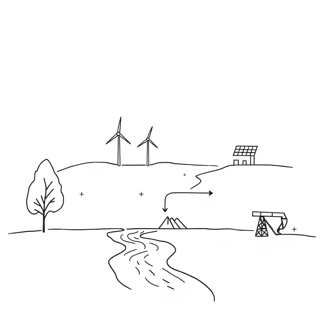 Natural resources including trees, water, and mountains