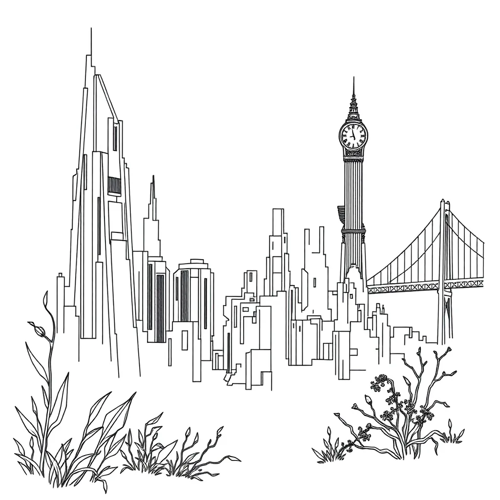 Dystopian cityscape illustration