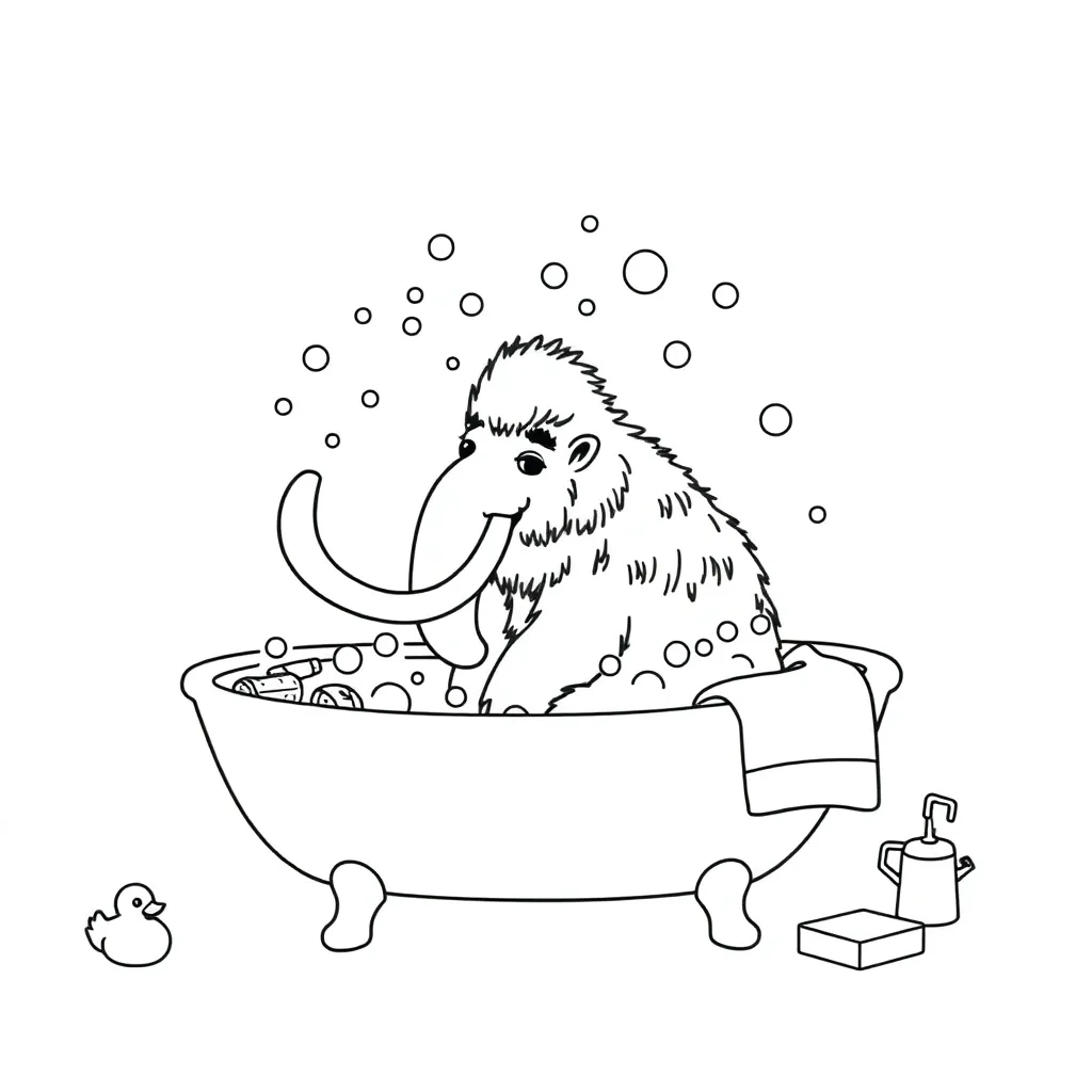 Woolly mammoth being washed