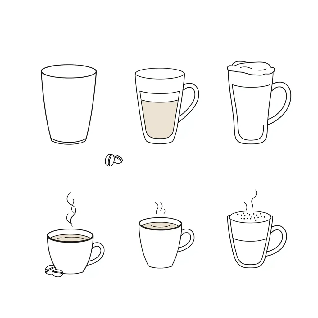 Various coffee drinks illustration