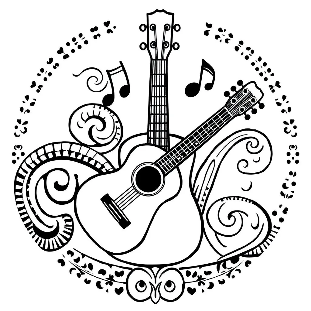 Guitar and waiata illustration