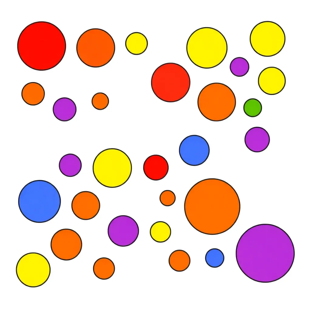 Colorful dots and numbers
