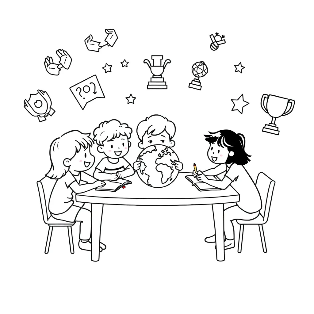 Books and vocabulary words illustration