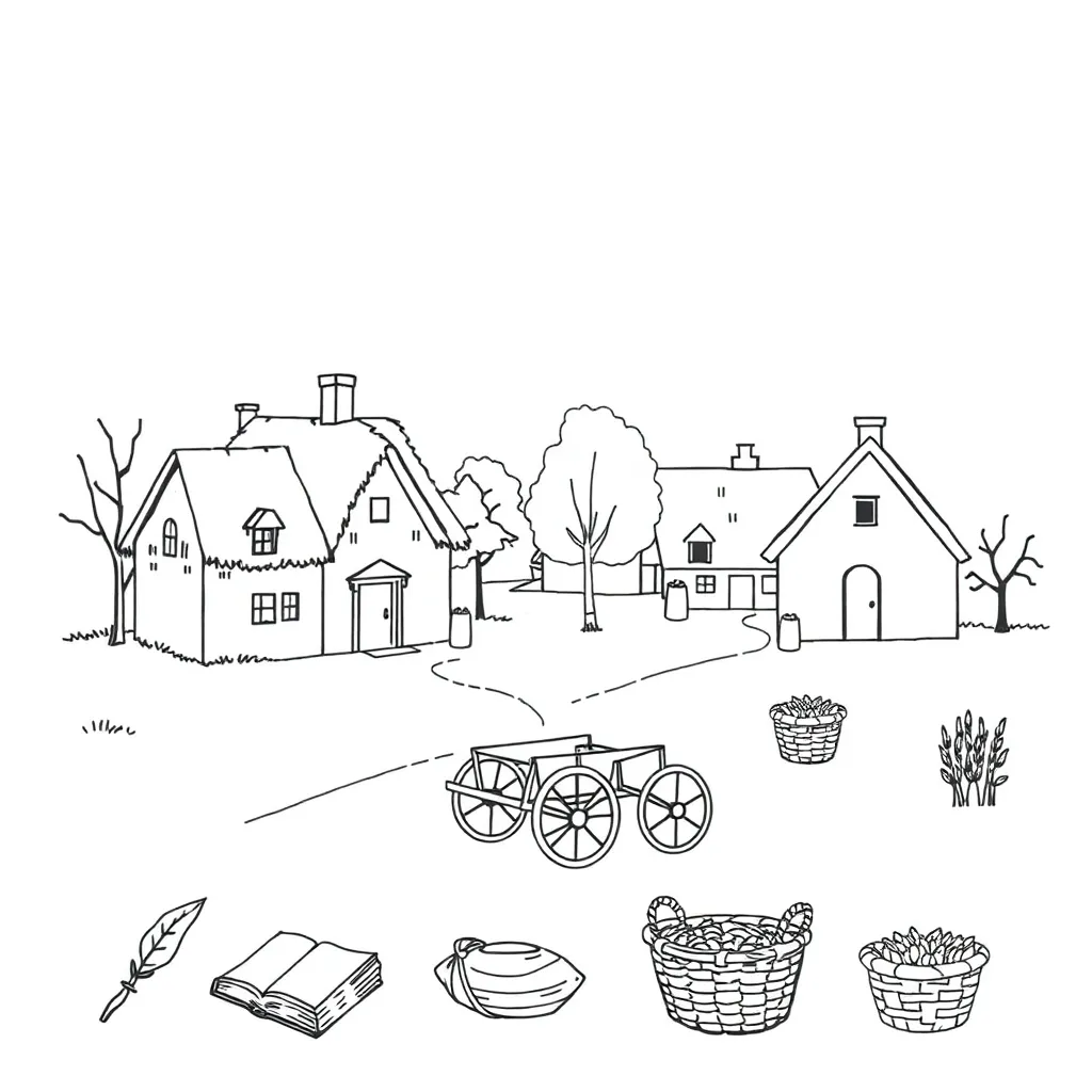 Puritan family illustration