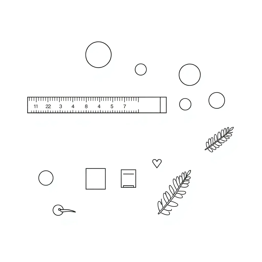 Measurement tools including ruler, scales, and measuring jug
