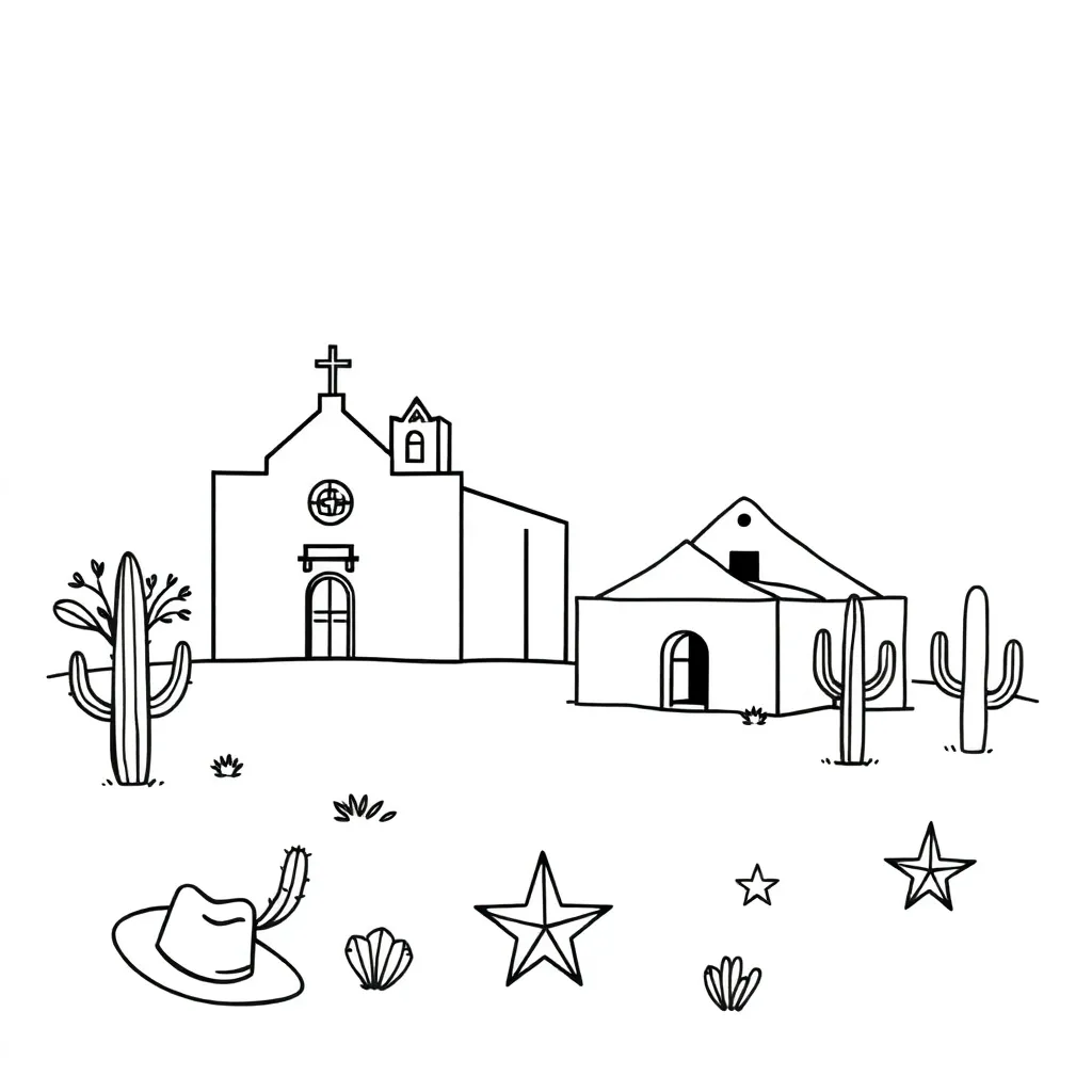 Spanish colonial mission illustration