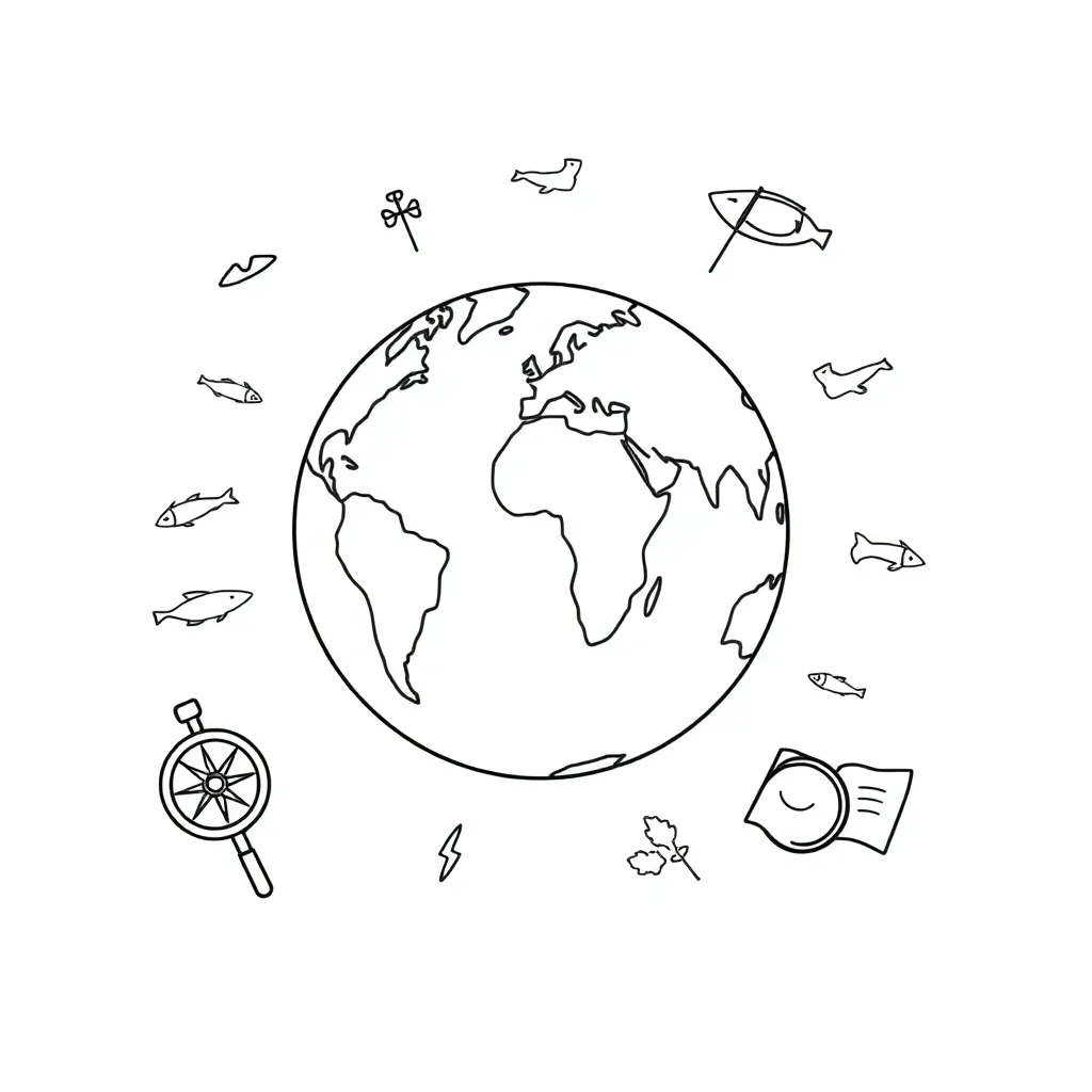 Globe showing continents and oceans