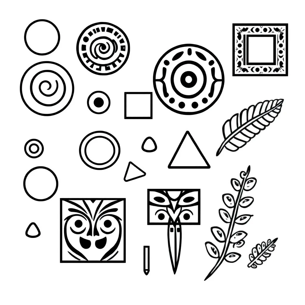 Various 2D shapes including triangles, squares, and hexagons