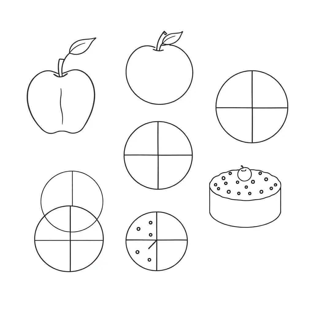 Pizza slices and fraction circles