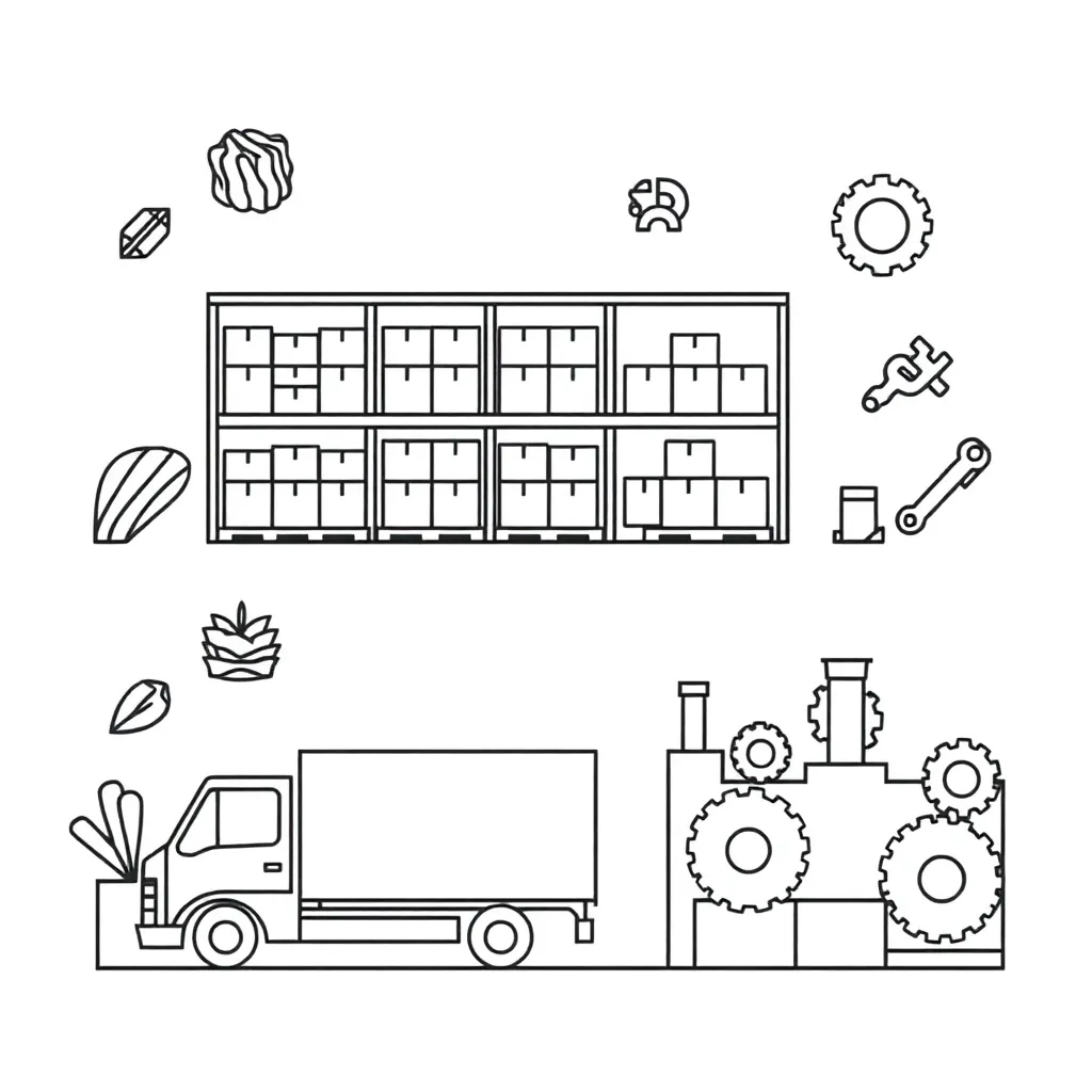Supply chain and inventory management illustration