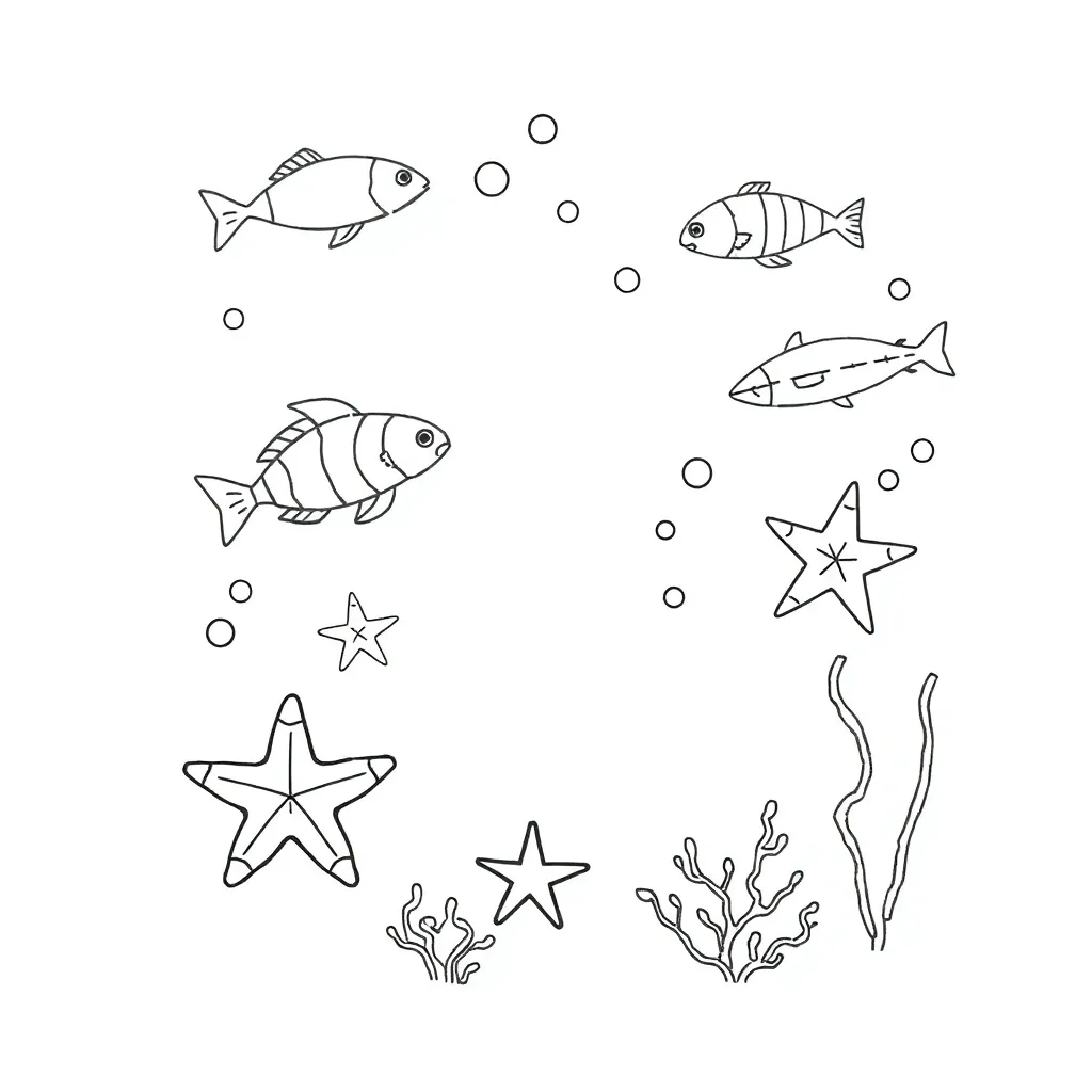 Colorful fish and coral reef scene