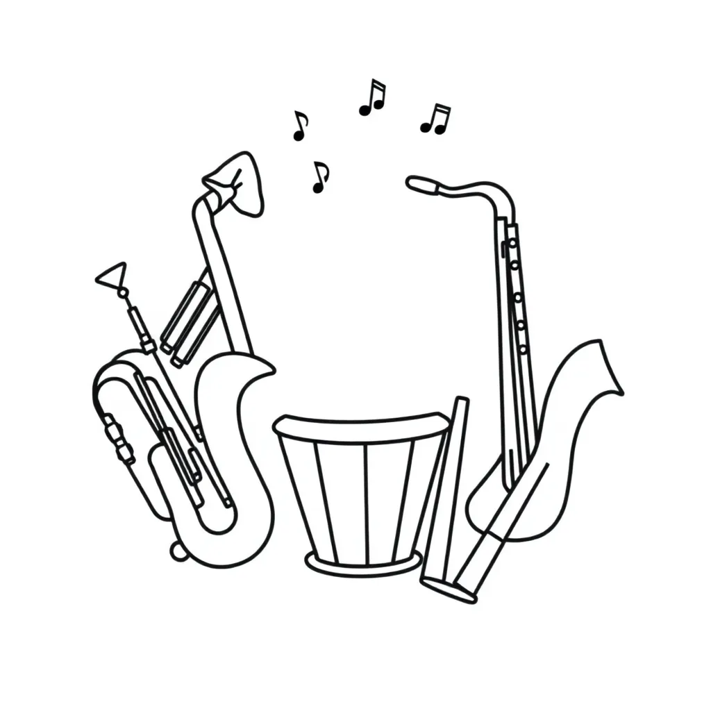 Students playing musical instruments in band