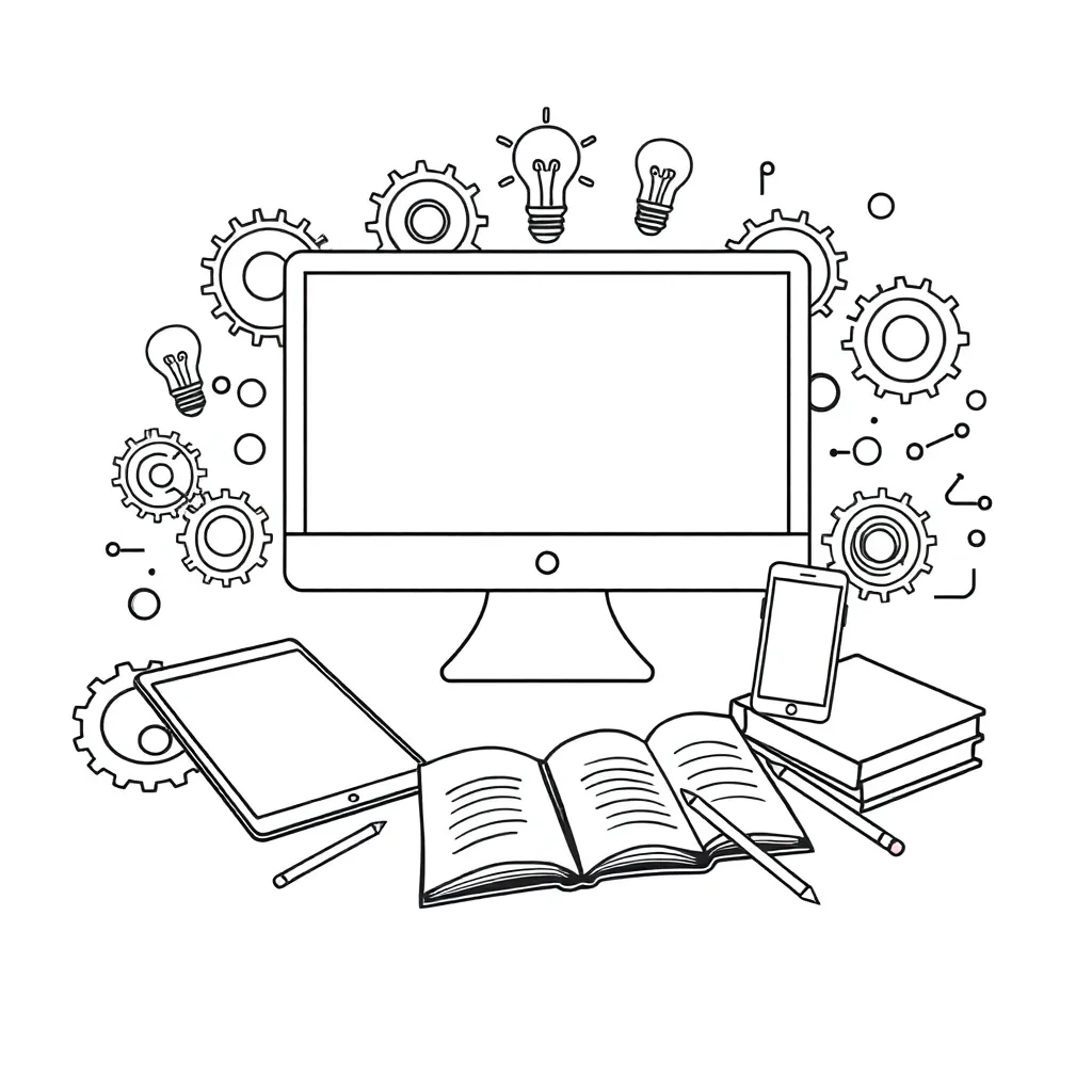 Technology writing illustration