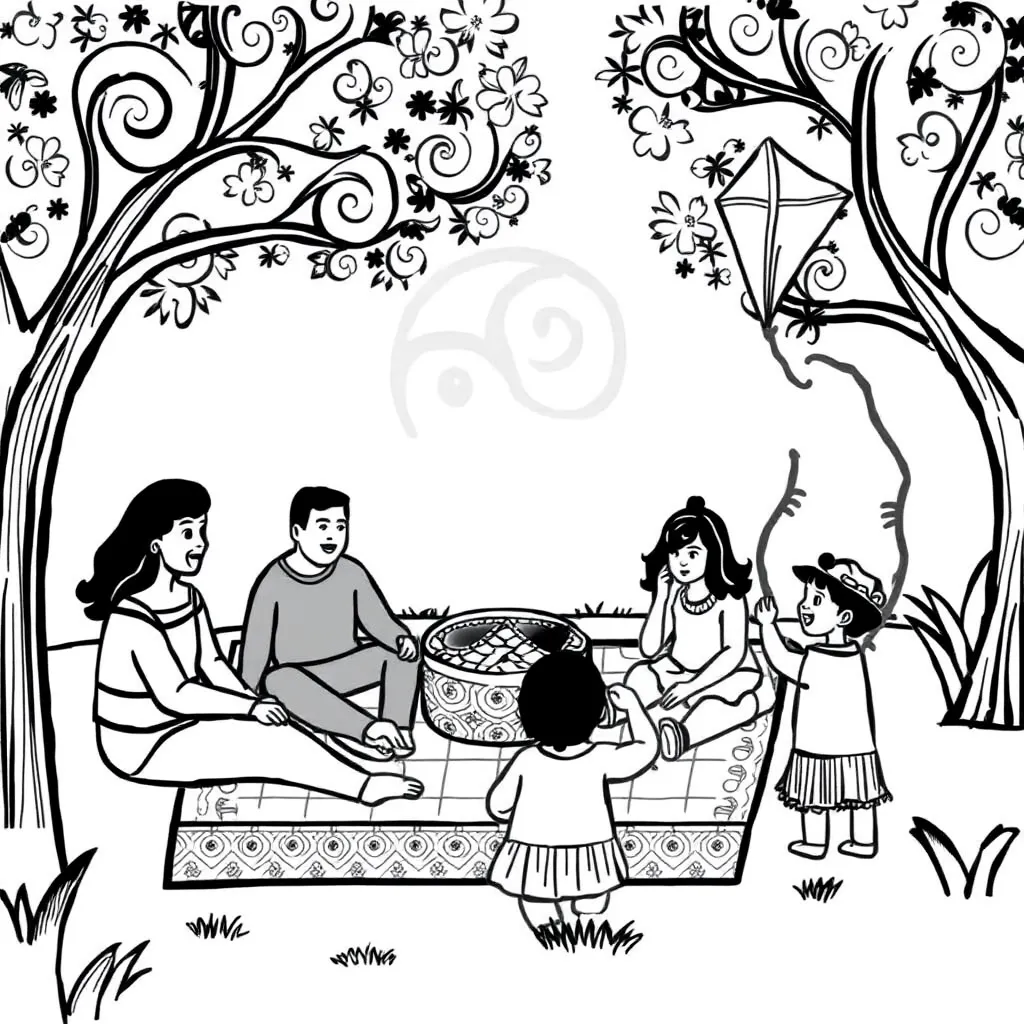 Family and nature illustration