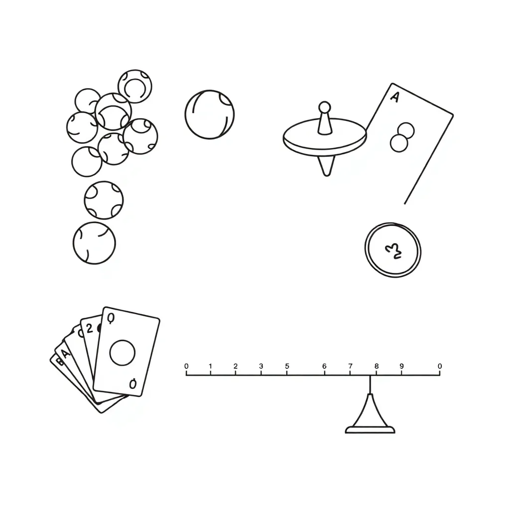 Dice and probability symbols