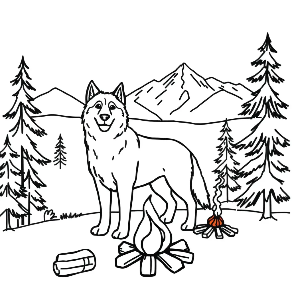 Dog in the wilderness illustration