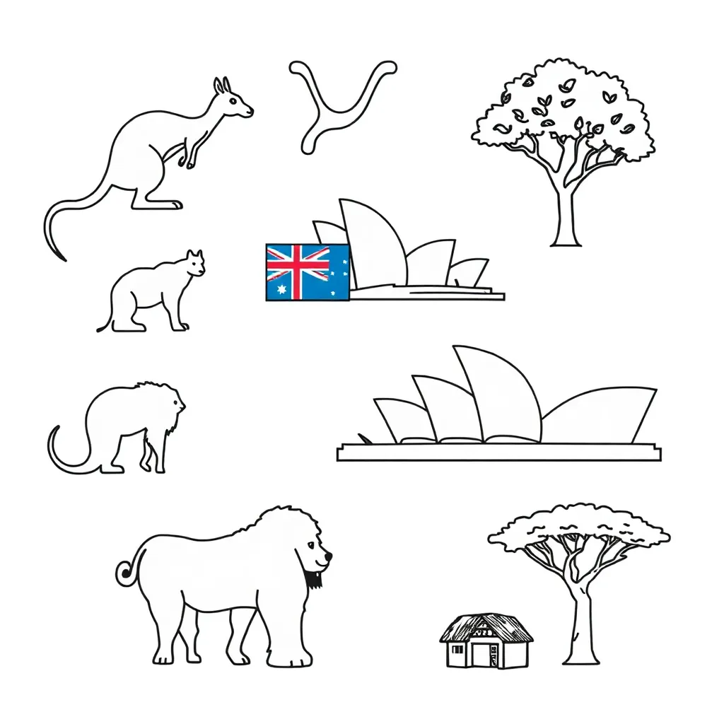 Map showing Africa and Australia