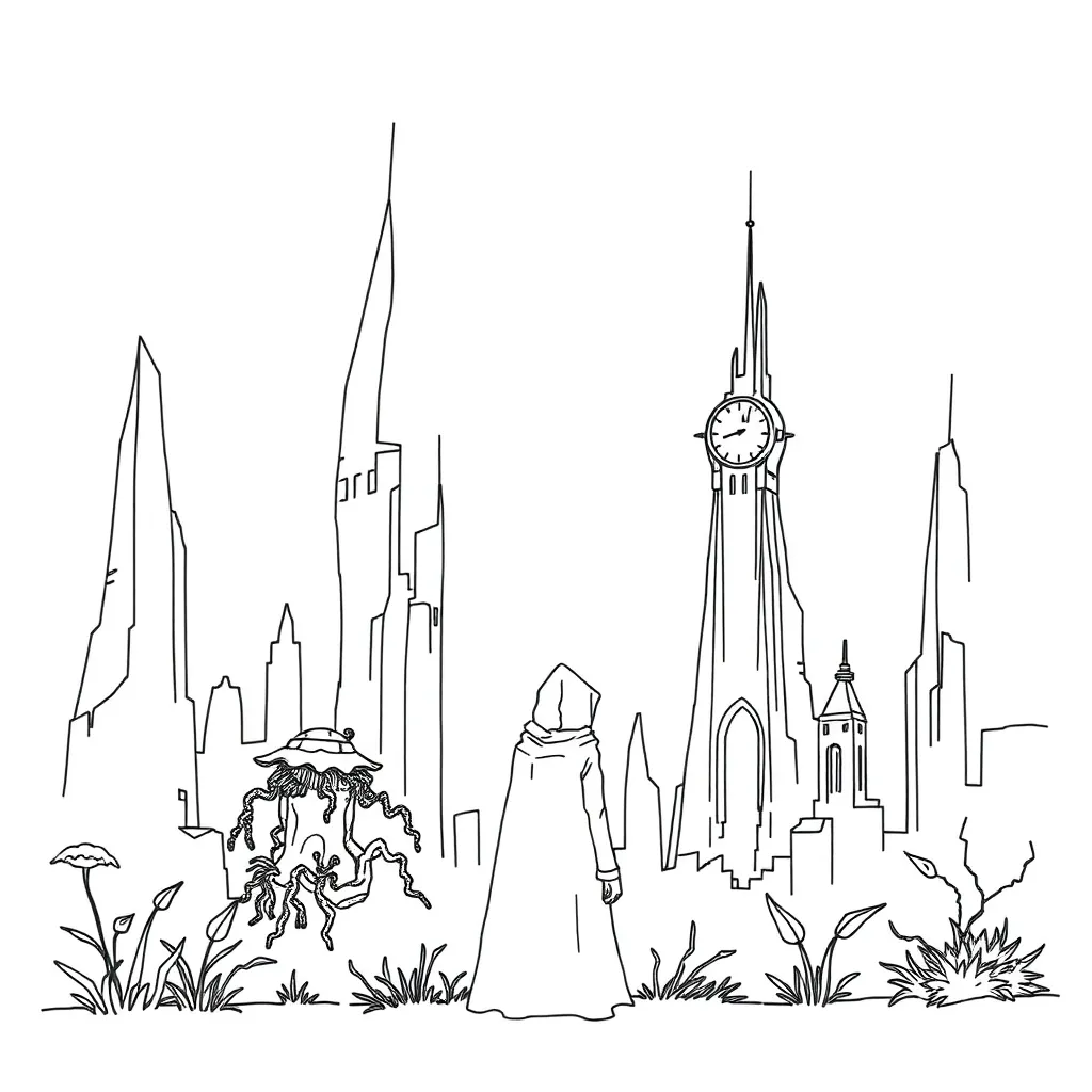 Dystopian storyboard illustration