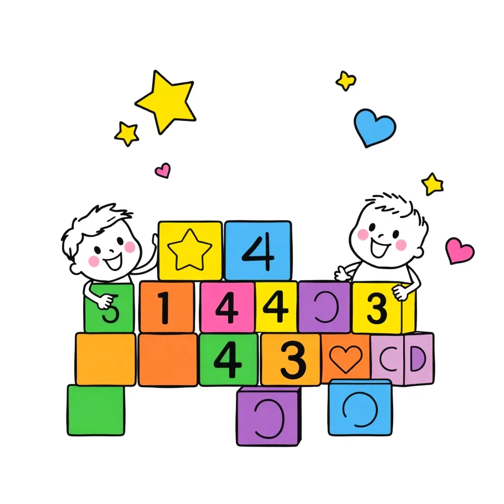 Two children solving math problems with base-ten blocks