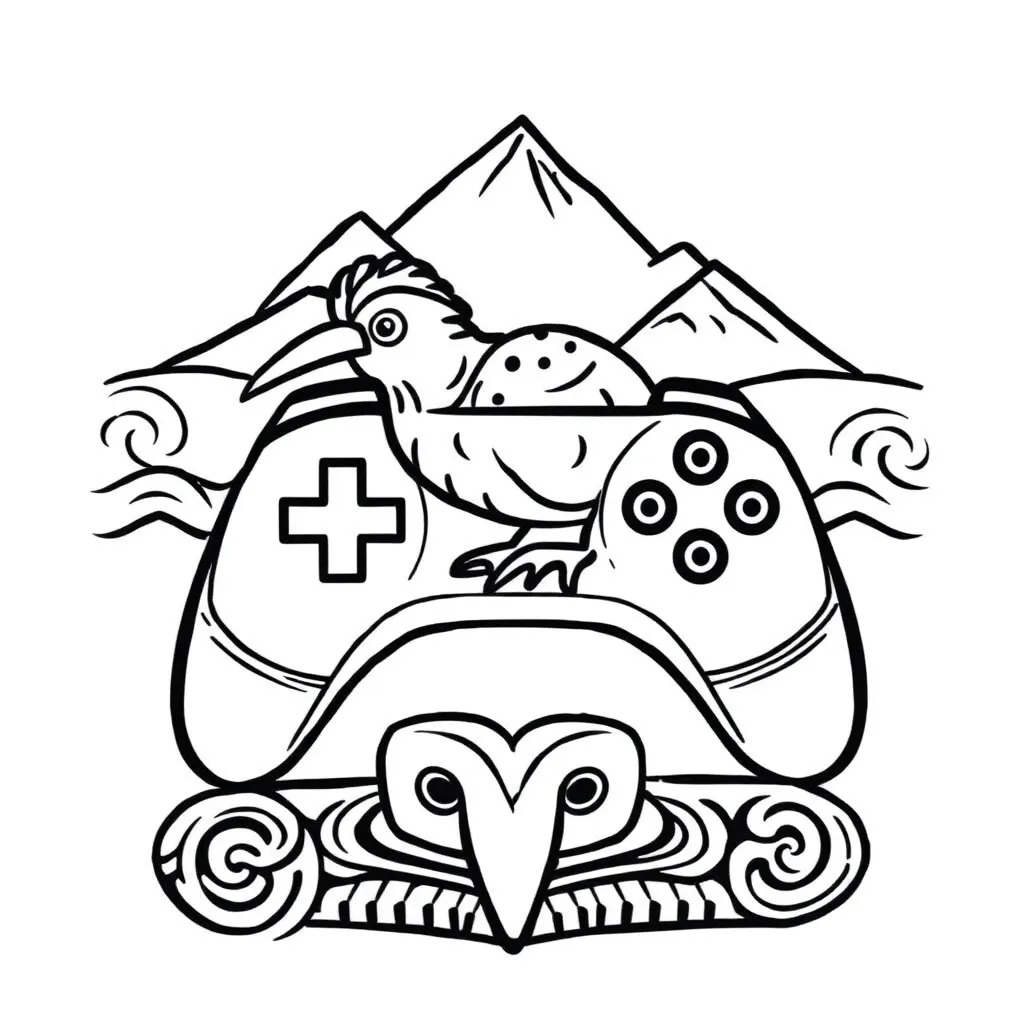 Gaming controller and writing tools illustration