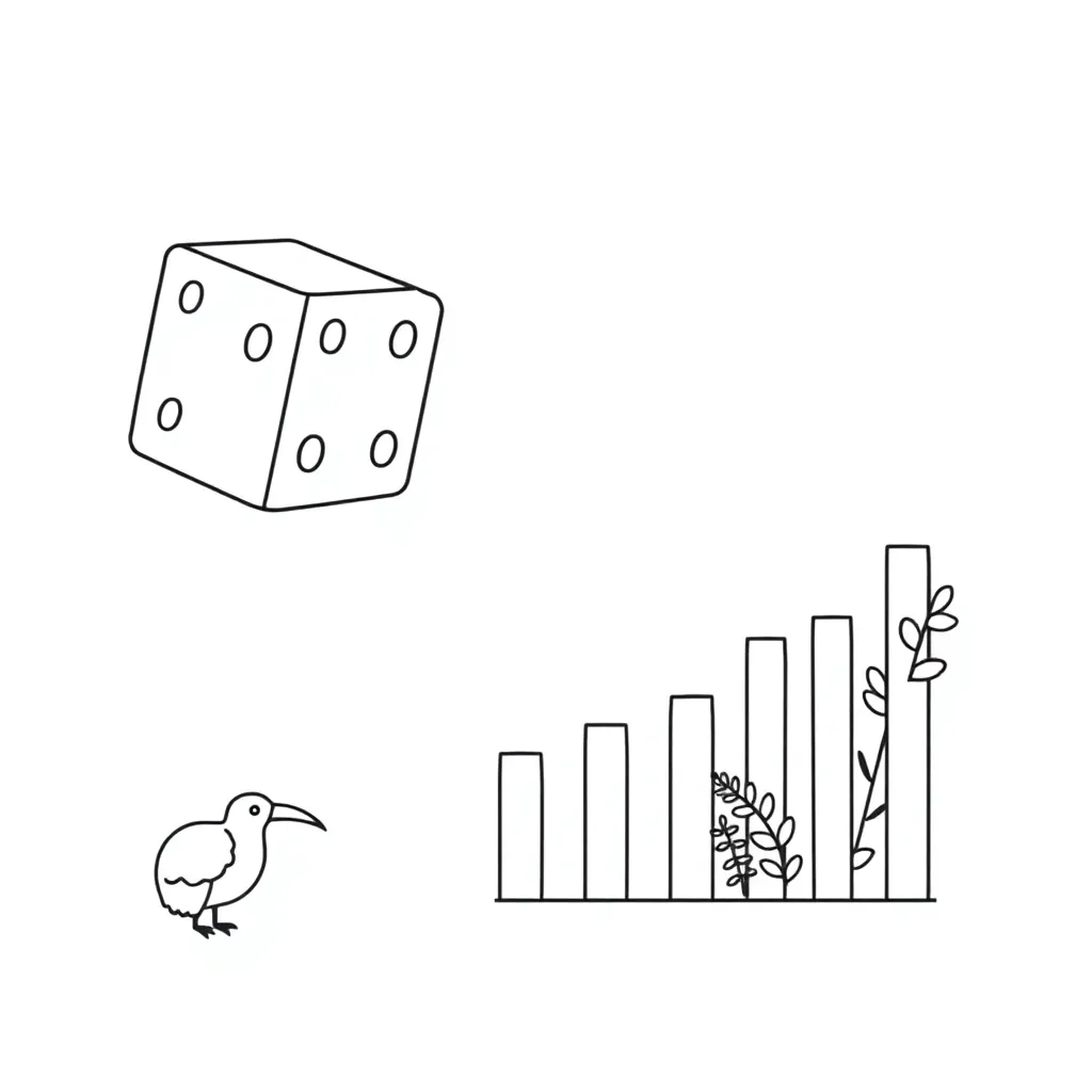 Dice and data chart illustration