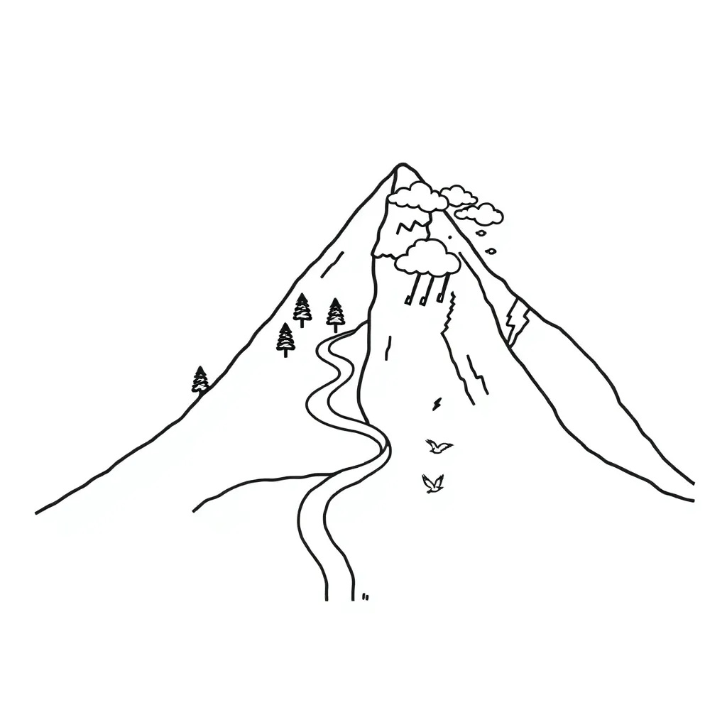 Adventure narrative mountain illustration