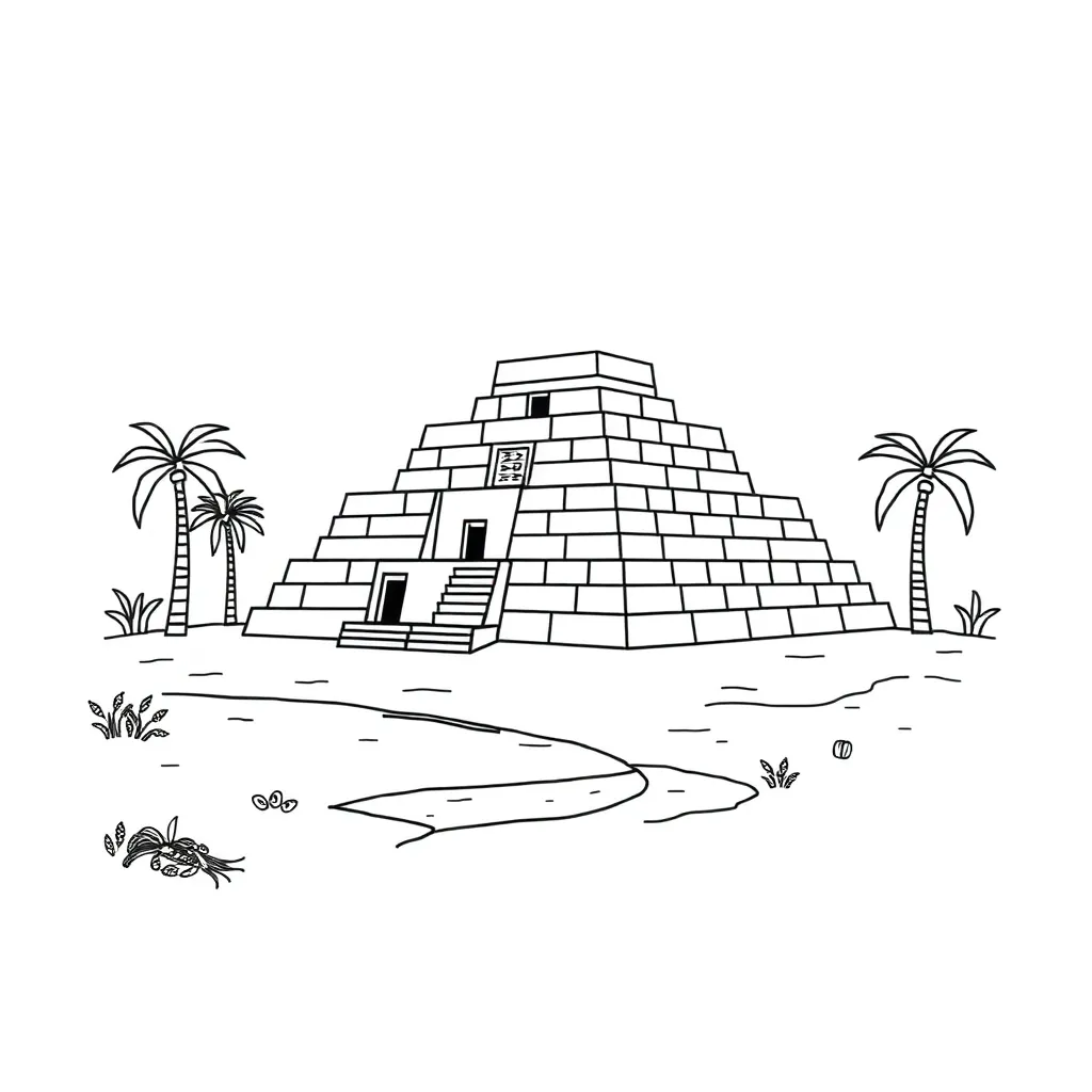 Ancient Sumerian ziggurat and cuneiform writing