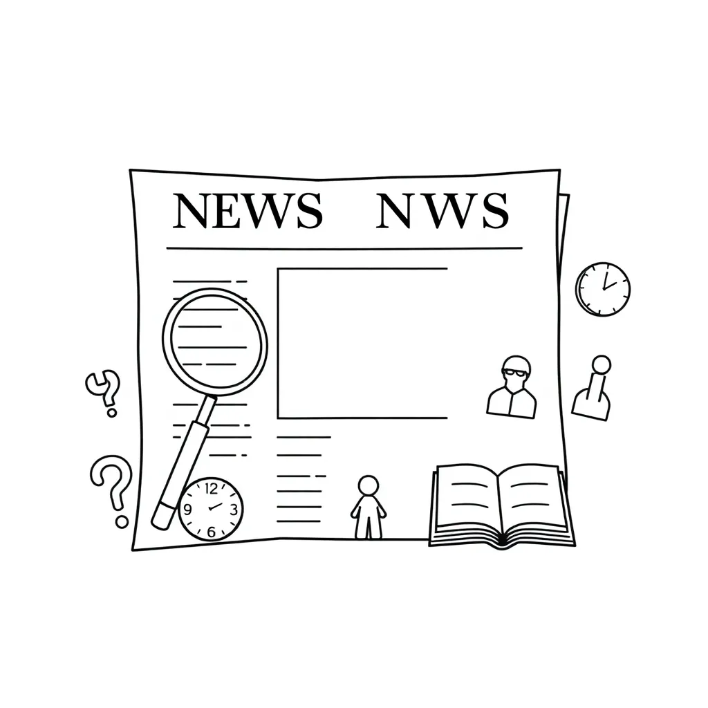 Newspaper and magnifying glass illustration