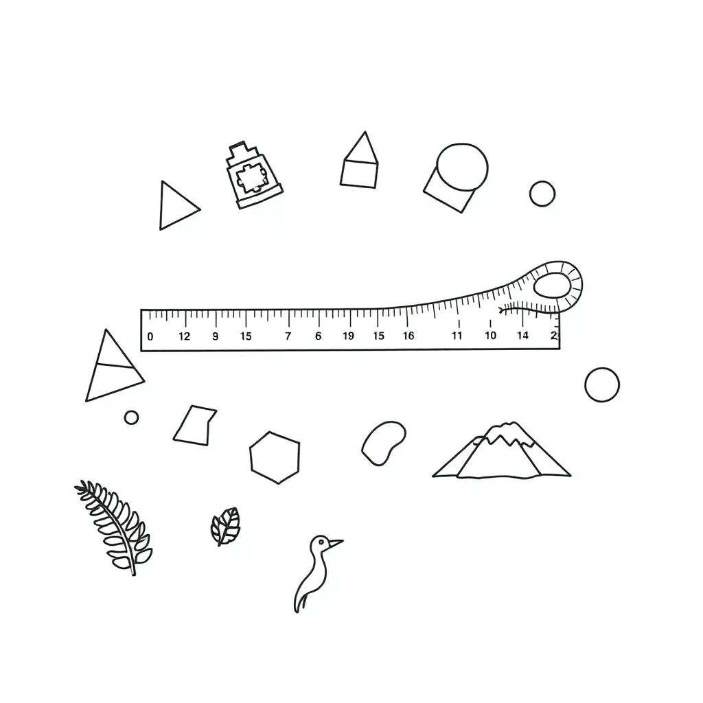 Measurement tools including rulers, scales, and measuring cups