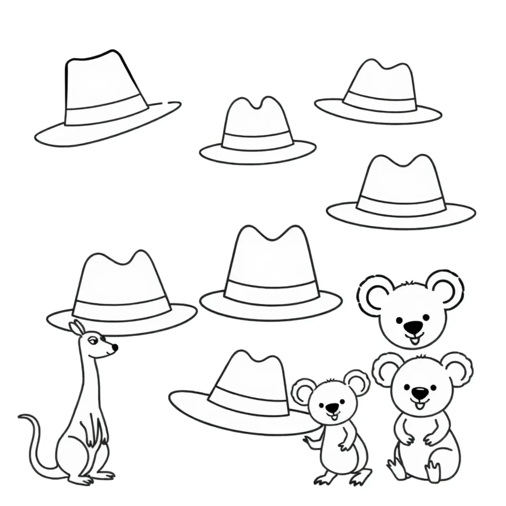 Bear with different hats illustration