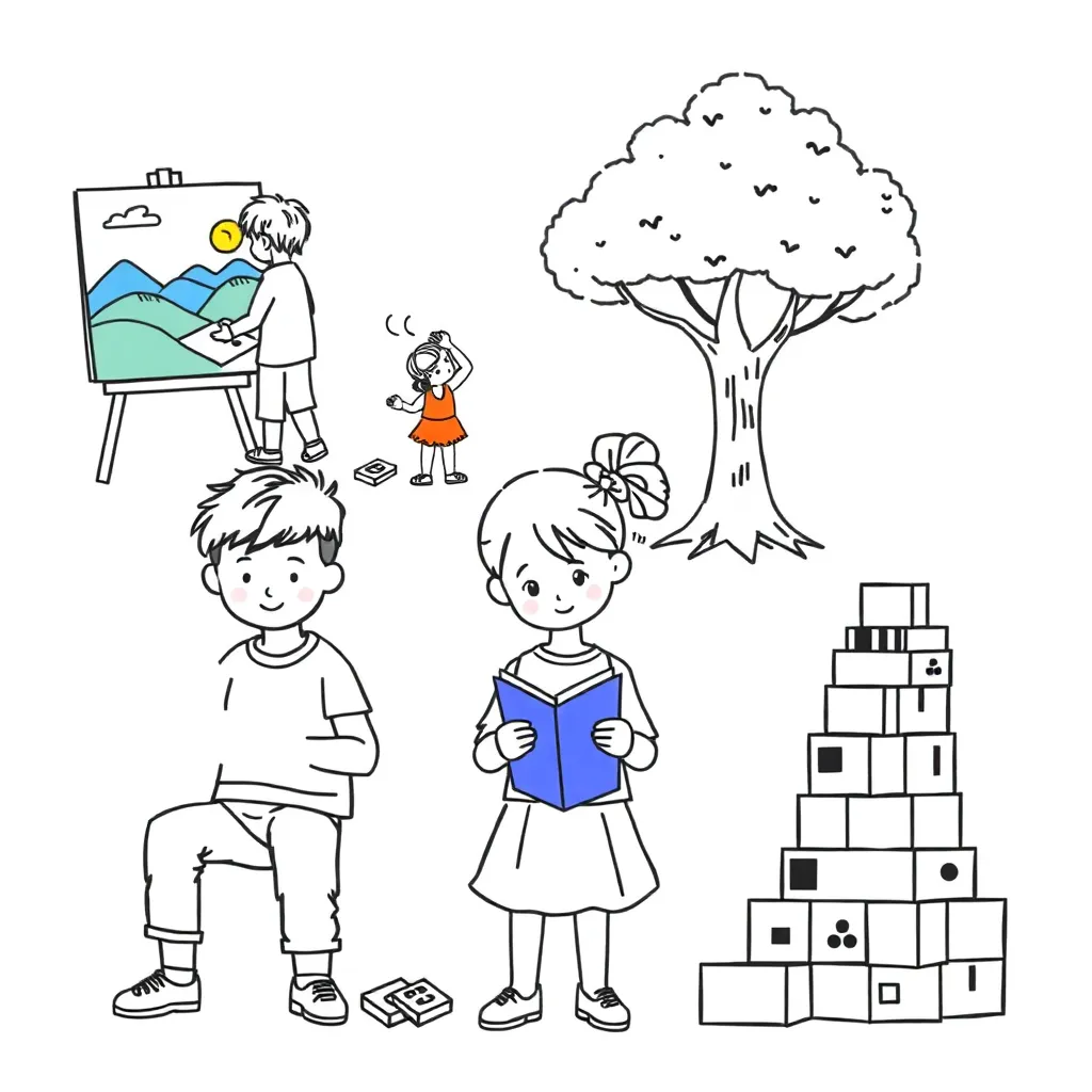 Books and vocabulary words illustration