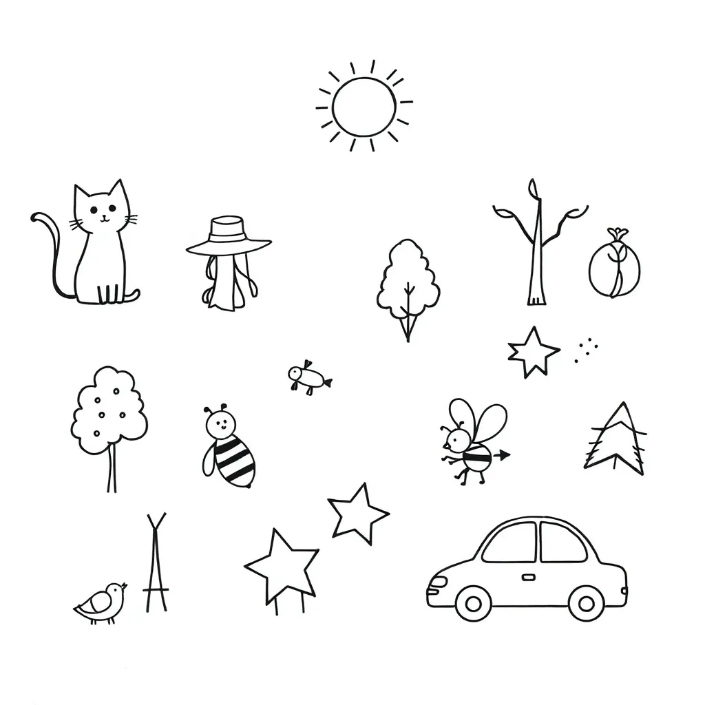 Rhyming words illustration
