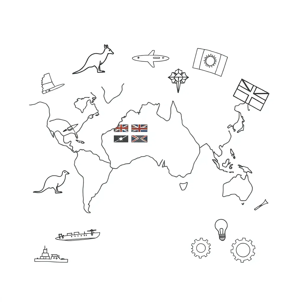 Australian flag and allied nations symbols